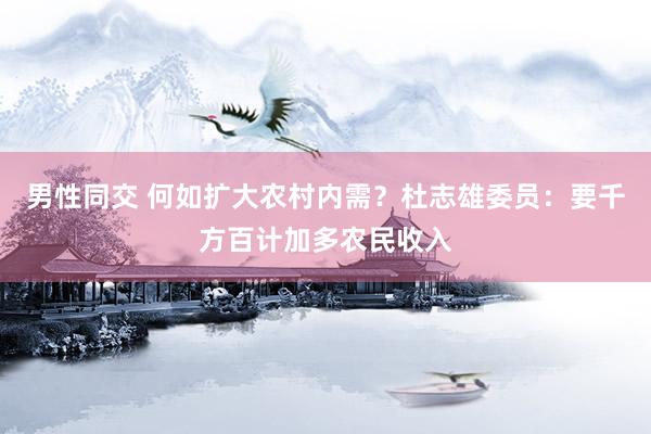 男性同交 何如扩大农村内需？杜志雄委员：要千方百计加多农民收入