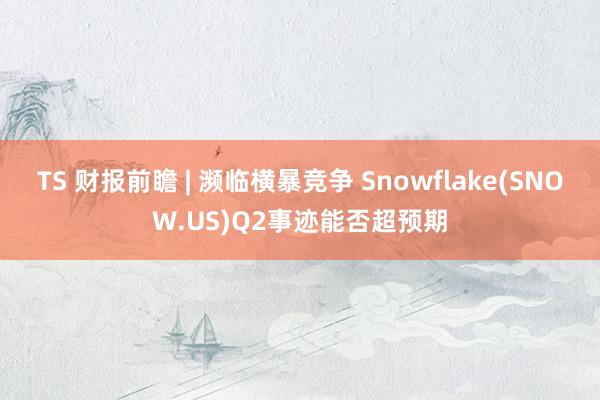 TS 财报前瞻 | 濒临横暴竞争 Snowflake(SNOW.US)Q2事迹能否超预期
