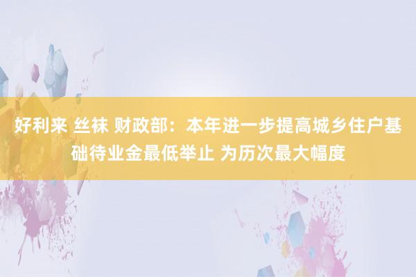 好利来 丝袜 财政部：本年进一步提高城乡住户基础待业金最低举止 为历次最大幅度